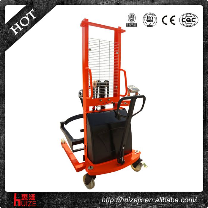 半電動稱重油桶車（夾鐵桶，手搖翻轉(zhuǎn)倒料）